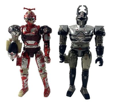 1997 Bandai Big Bad Beetleborgs RED STRIKER + TITANIUM SILVER Action Figure Toys