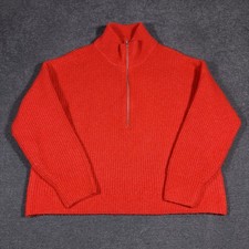 Vince Camuto Women's Half-Zip Pullover Sweater Ribbed Knit XL Crossfire Red