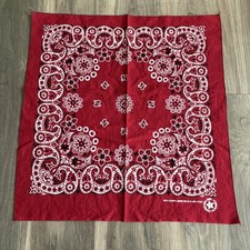Vintage 1980s Paisley Bandana Colorfast Made In The USA Red