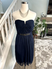 Adrianna Papell Navy Blue Strapless Dress Size 8 Pre-owned Womens Juniors