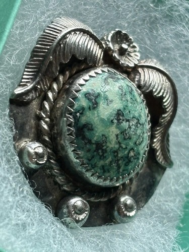 FRED HARVY ERA NAVAJO TURQUOISE BOLO TIE STERLING SILVER NATIVE AMERICAN JEWELRY