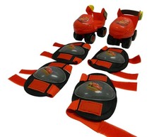 Disney Pixar Cars Lightning McQueen Kids Roller Skates Knee Pad Adj Size 3-5 yrs