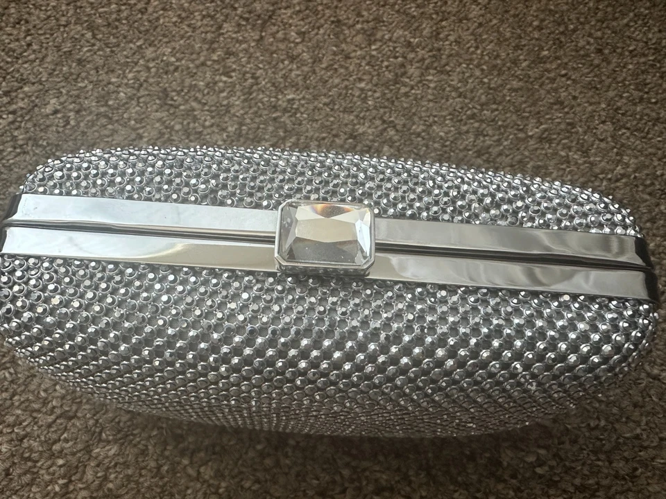 Sondra Roberts 水钻盒离合器银色/银色 — 第 3/4 张图片