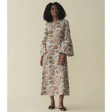 Doen Liberty Fabric Calico Garden Noisette Cotton Midi Dress Size Small