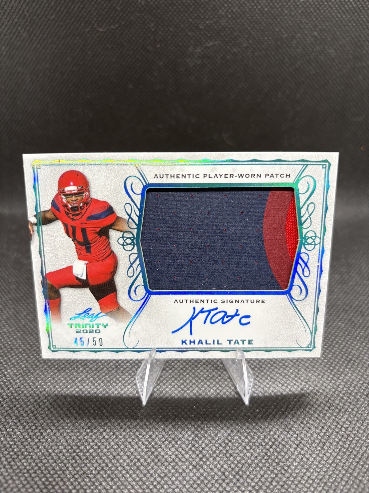 2020 Leaf Trinity - Patch Auto Khalil Tate #PA-KT1 Platinum Foil /50 (AU,...