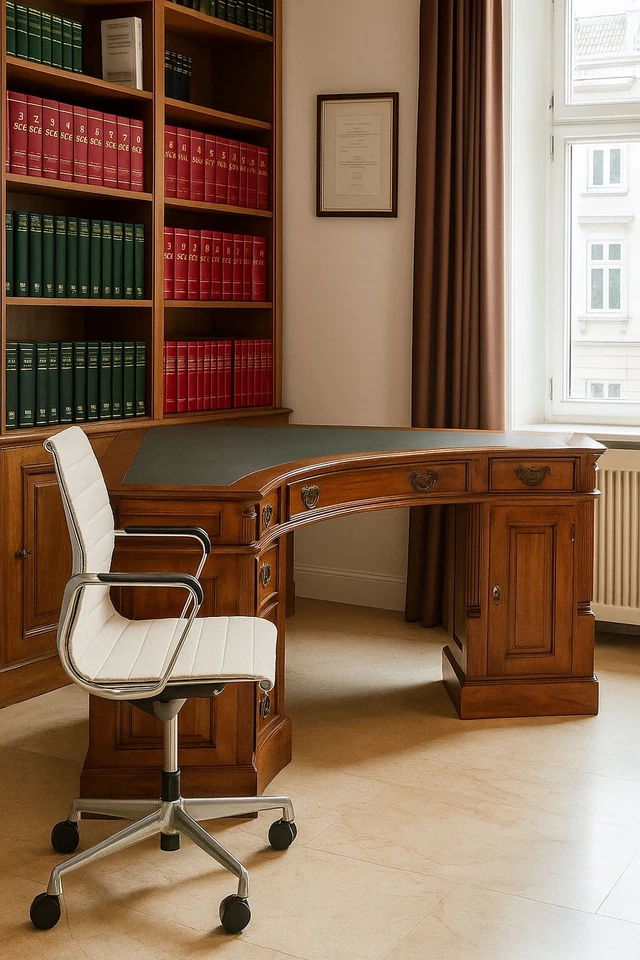 Chefbüro Schreibtisch Kolonial Eckschreibtisch Corner Desk Mahagoni Bürotisch - Bild 4 von 4