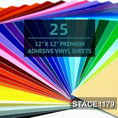Bright Idea Vinyl Sheets - 25 Pack 12 X12  |Assorted Colors - Cricut, Silhouette