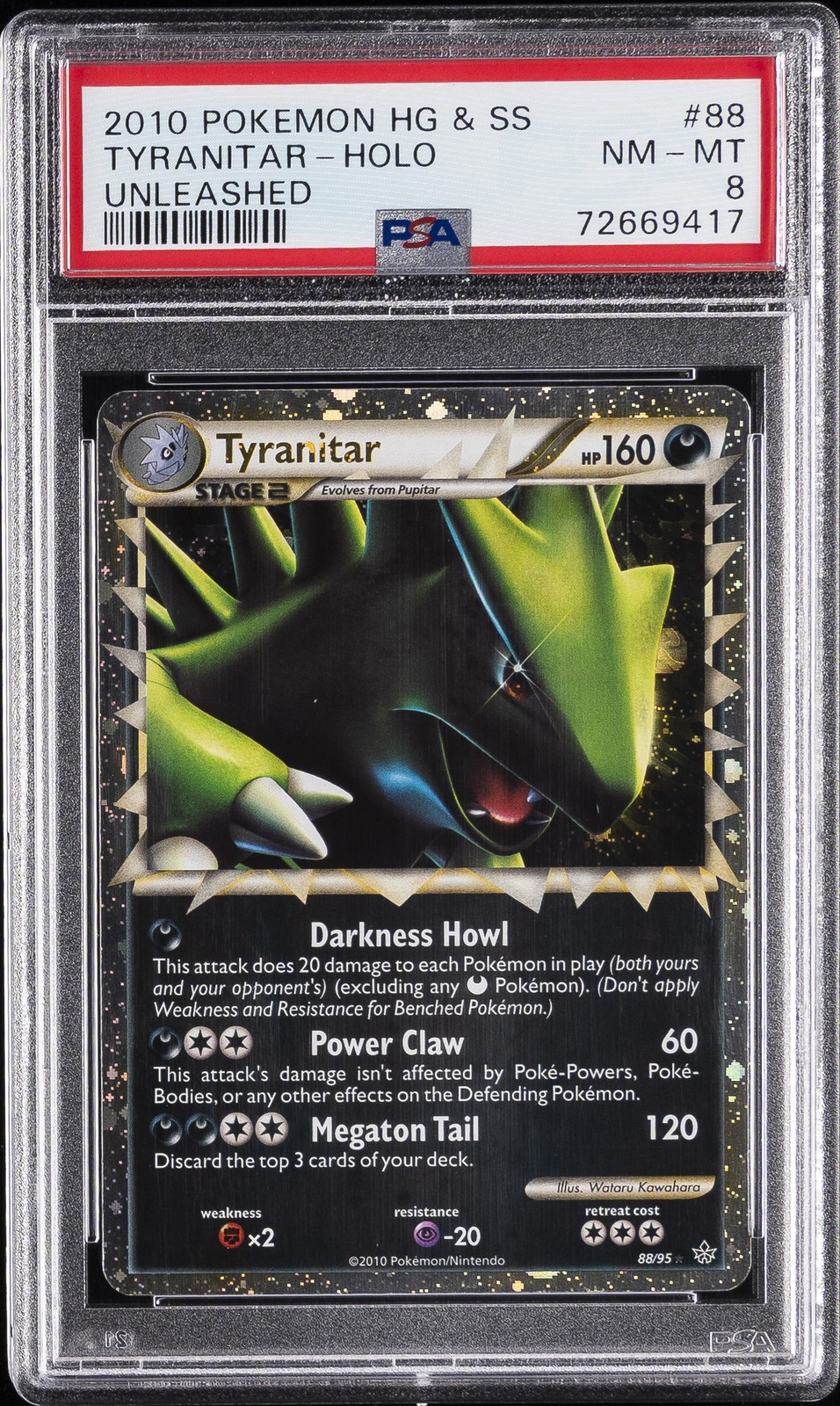 2010 POKEMON HEARTGOLD & SOULSILVER UNLEASHED #88 TYRANITAR-HOLO PSA 8