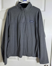 Lands End Men's Large Anyweather Fleece Quarter Zip Pullover Grey