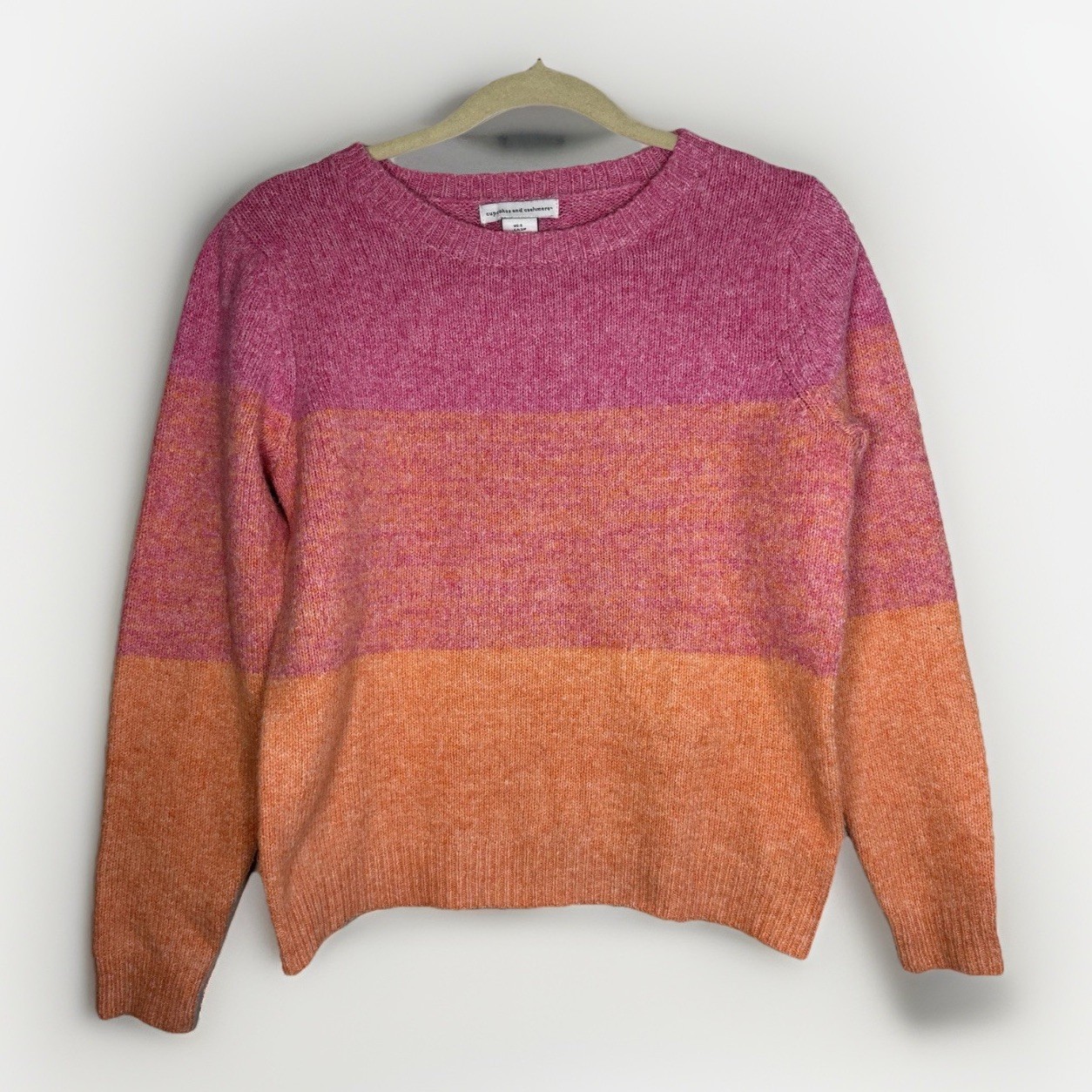 Cupcakes and Cashmere Women's Colorblock Sweater Pink Orange Crew Neck S
