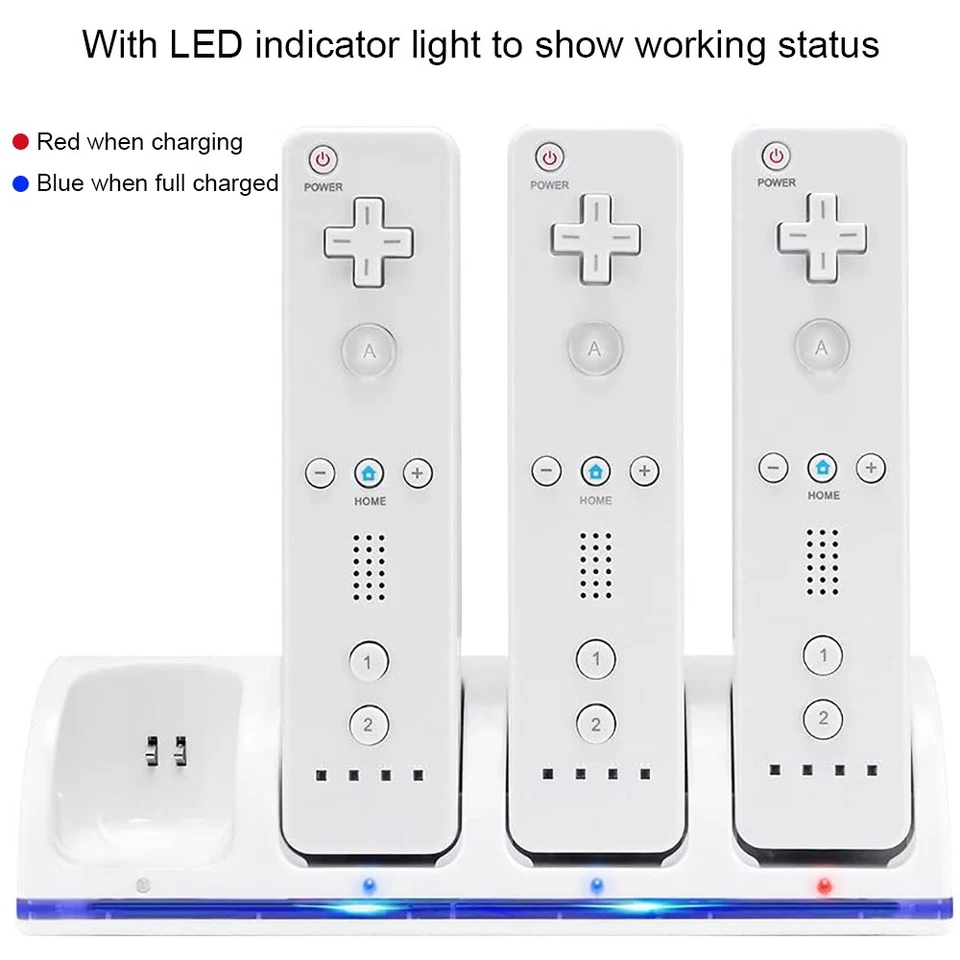 4x 2800mAh Akku Quad Ladegerät Ladestation für Nintendo Wii Remote Controller DE - Bild 3 von 4