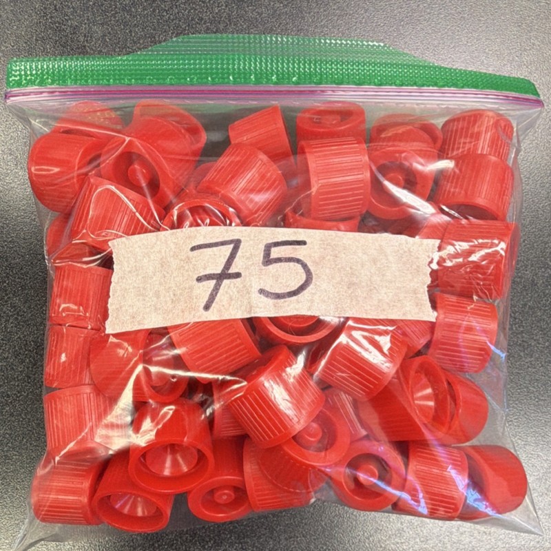 Red Plastic Caps Lids for Crafts lot of 75
