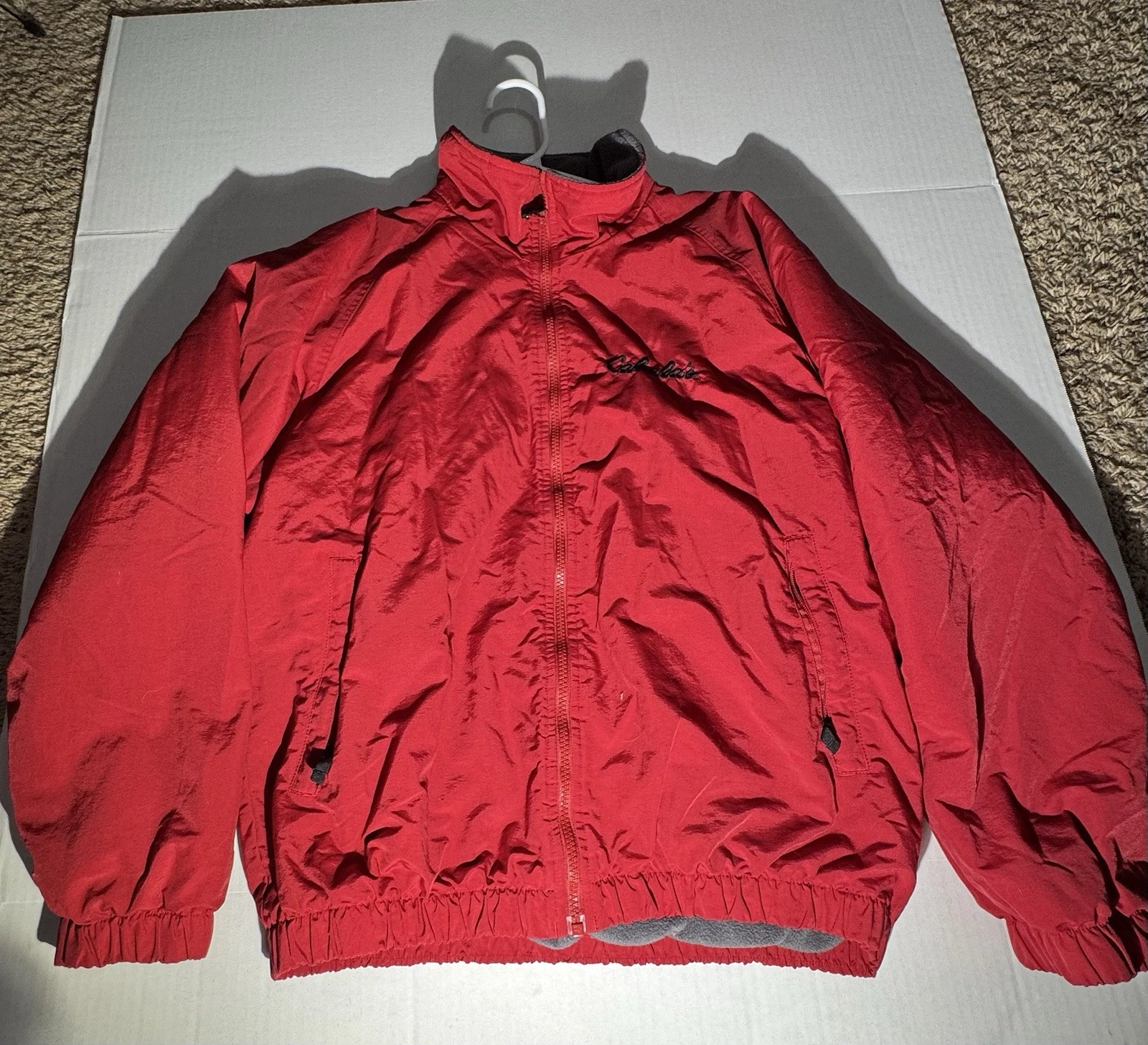 VINTAGE 90's CABELA'S FLEECE JACKET MENS MEDIUM RED POLARTEC 1990's