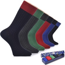 Hugh Ugoli Men Cotton Dress Socks for Business, 7-12, Highway 6 Pairs 