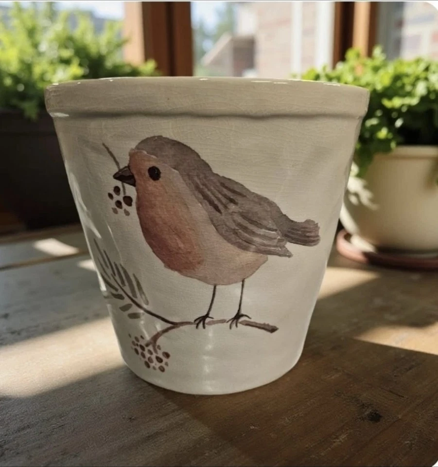 Blumentopf Übertopf Vogel 21x19cm Keramik Landhausstil Clayre & Eef - Bild 1 von 1