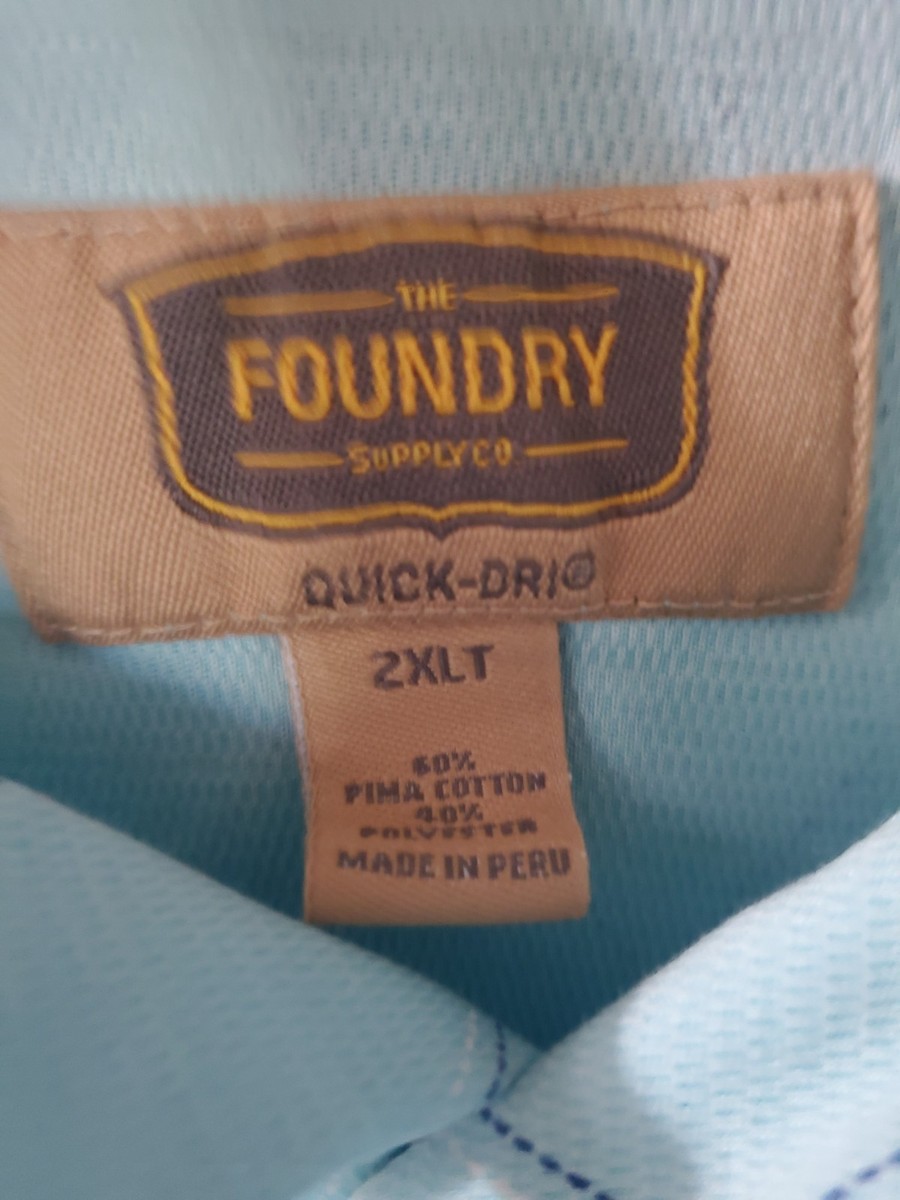 Foundry Supply Men's Quick Dri Golf Shirt LT. Blue White Argyle Size 2XLT NICE View 2