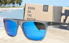 COSTA DEL MAR gray crystal/blue mirror APALACH polarized 580G sunglasses NEW!