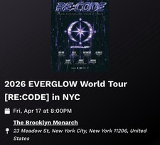 EVERGLOW VIP Concert Ticket, Brooklyn NY, April 17, 2026
