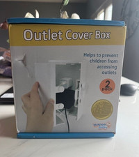 Wappa Baby Outlet Cover Box SET- 2 Pack- WHITE Double Lock Cover Box SEALED NEW