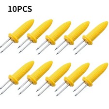 10Pcs CORN HOLDERS Stainless Steel Corn On The Cob Skewers BBQ Prongs Forks UK