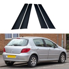 4pcs Black Pillar Posts Window Door Trim Decal Fits For Peugeot 307 2001-2008