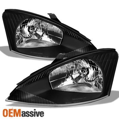 Fit 2000 2001 2002 2003 2004 Ford Focus Black Headlights Left+Right Light Lamps