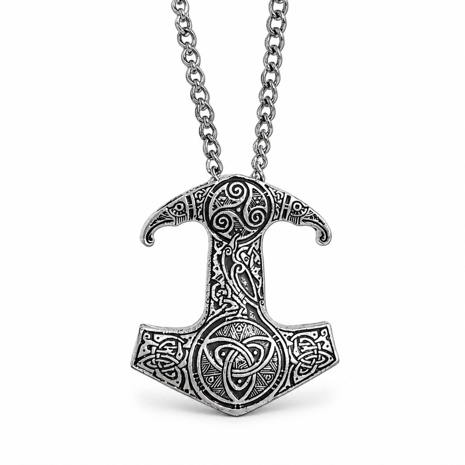 Raven Skane Pendant Thors Hammer Necklace Triquetra Triskele Hugin Munin Boxed