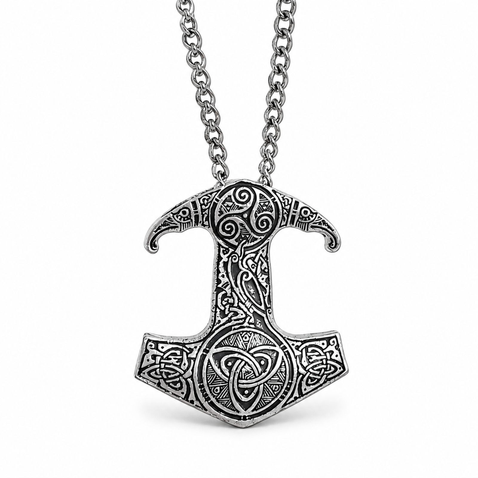 Raven Skane Pendant Thors Hammer Necklace Triquetra Triskele Hugin Munin Boxed