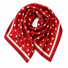 Red White Polka Dot Square Scarf Silk Feel Satin Head Neck Hair Wrap Bandana
