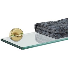 JQK Bathroom Glass Shelf Gold, Tempered Glass Shower Storage 16 by 5 inches, ...