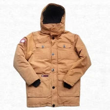 Canada Weather Gear Mens Small Heavyweight Arctic Parka Winter Coat Tan Brown