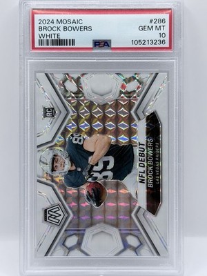 (POP 1) 2024 Panini Mosaic-NFL Debut Brock Bowers #286 White Mosaic/25 (RC)PSA10