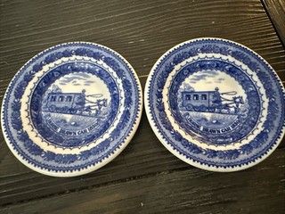 2 Baltimore Ohio Railroad Shenango Butter Pat Cup Plate Horse Drawn Car 1830