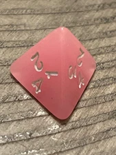 RARE vtg Koplow Armory d4 pink glow-in-the dark rpg ad&d dice 120425@