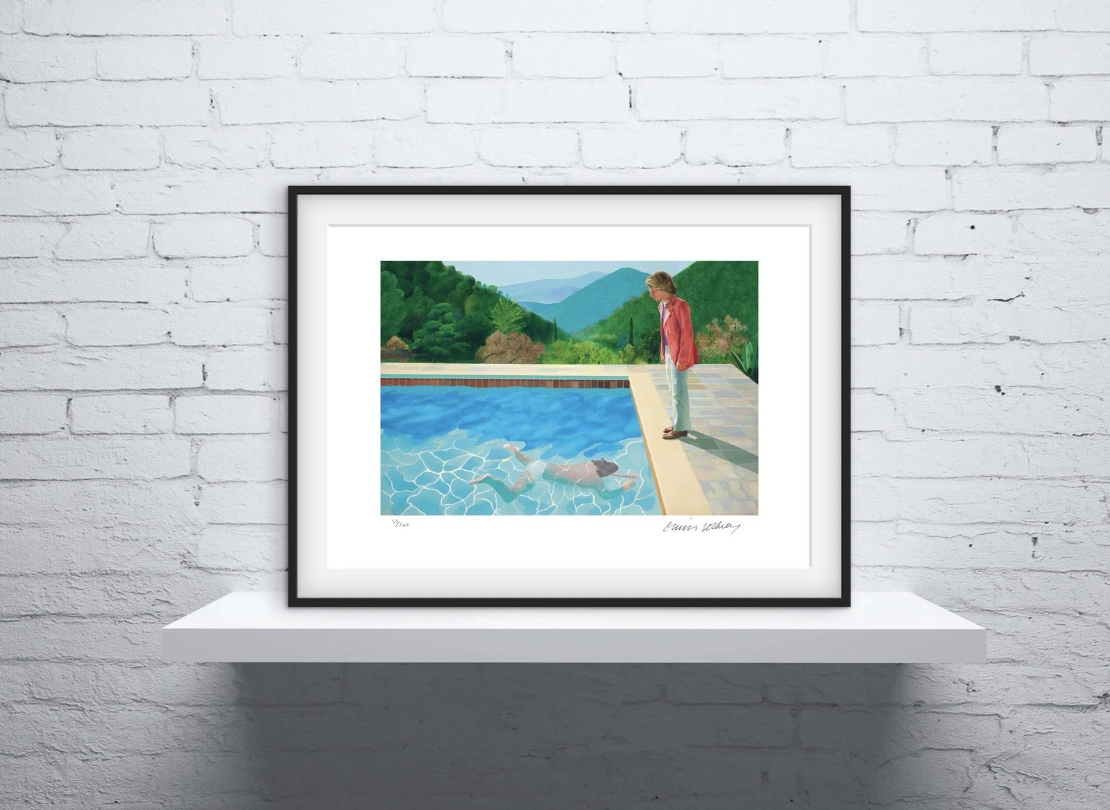 David Hockney Signed - Dive In, Pool with Two Figures, Certificate