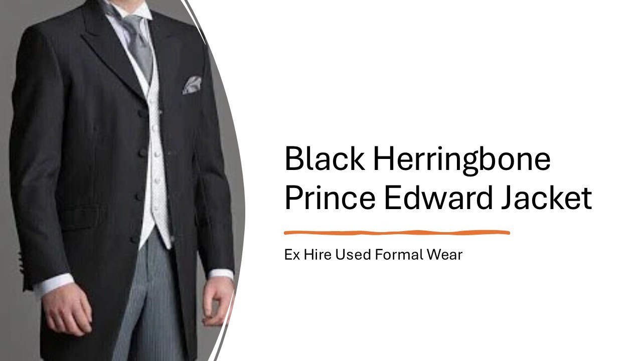 Black Wool Herringbone 3/4 Prince Edward Jacket