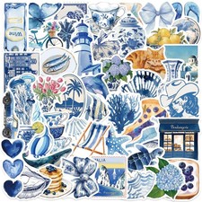 50Pcs Blue Aesthetic Stickers Pack, Vintage Fantasy Decals for Multi Color