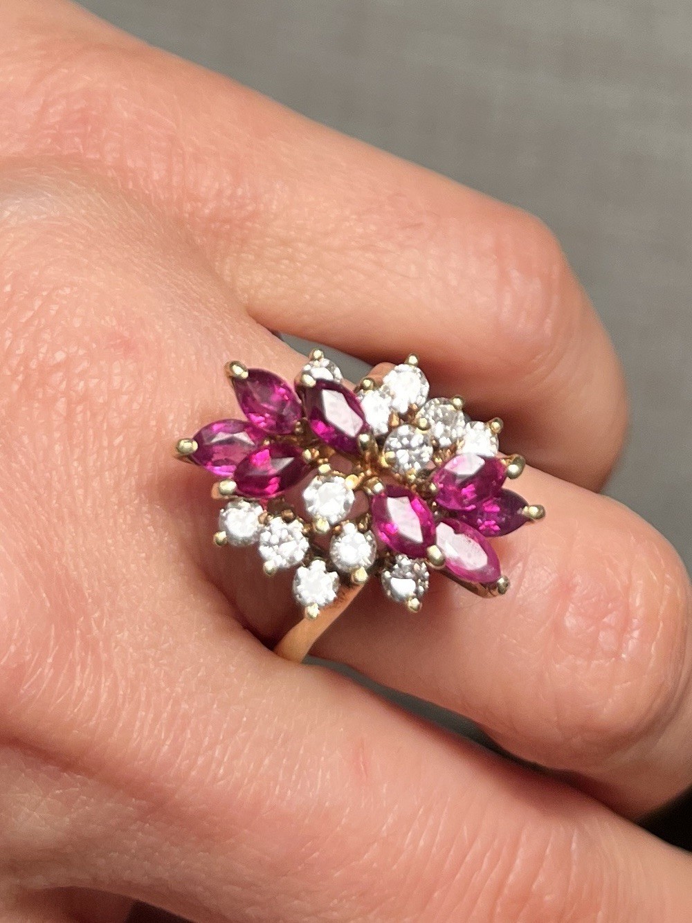 Stunning 14k Solid Gold Deco Ruby & Diamond Ring … - image 14