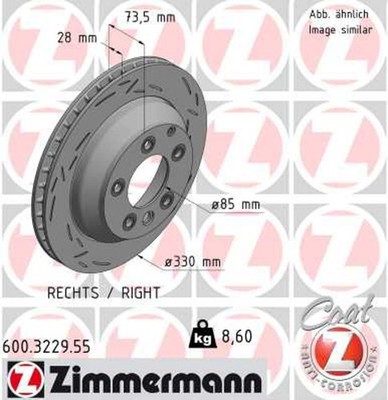 1x Bremsscheibe BLACK Z ZIMMERMANN 600.3229.55 für 7LA TOUAREG PORSCHE AUDI VW