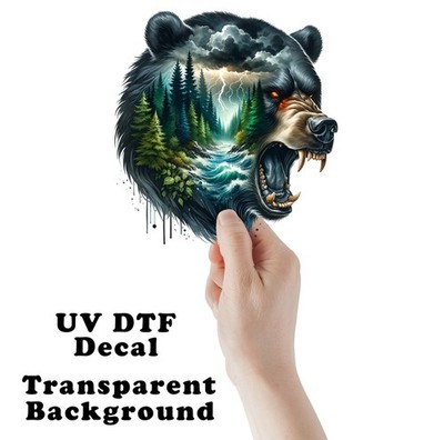 Storm Bear UV DTF Transparent Sticker / Decal