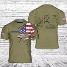 Custom Name US Army M1A1 Abrams Main Battle Tank T-Shirt Father_s day Gift Dad