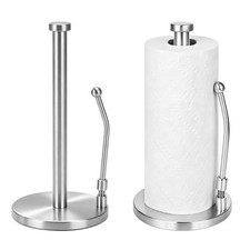 Towel Holder Countertop, Stainless Steel Roll Holder with Spring-Loaded Tensi...