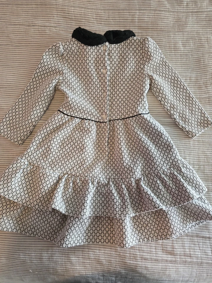 Vestido formal manga larga con cuello blanco y negro talla 6 JANIE & JACK para niñas  Foto 2 de 4