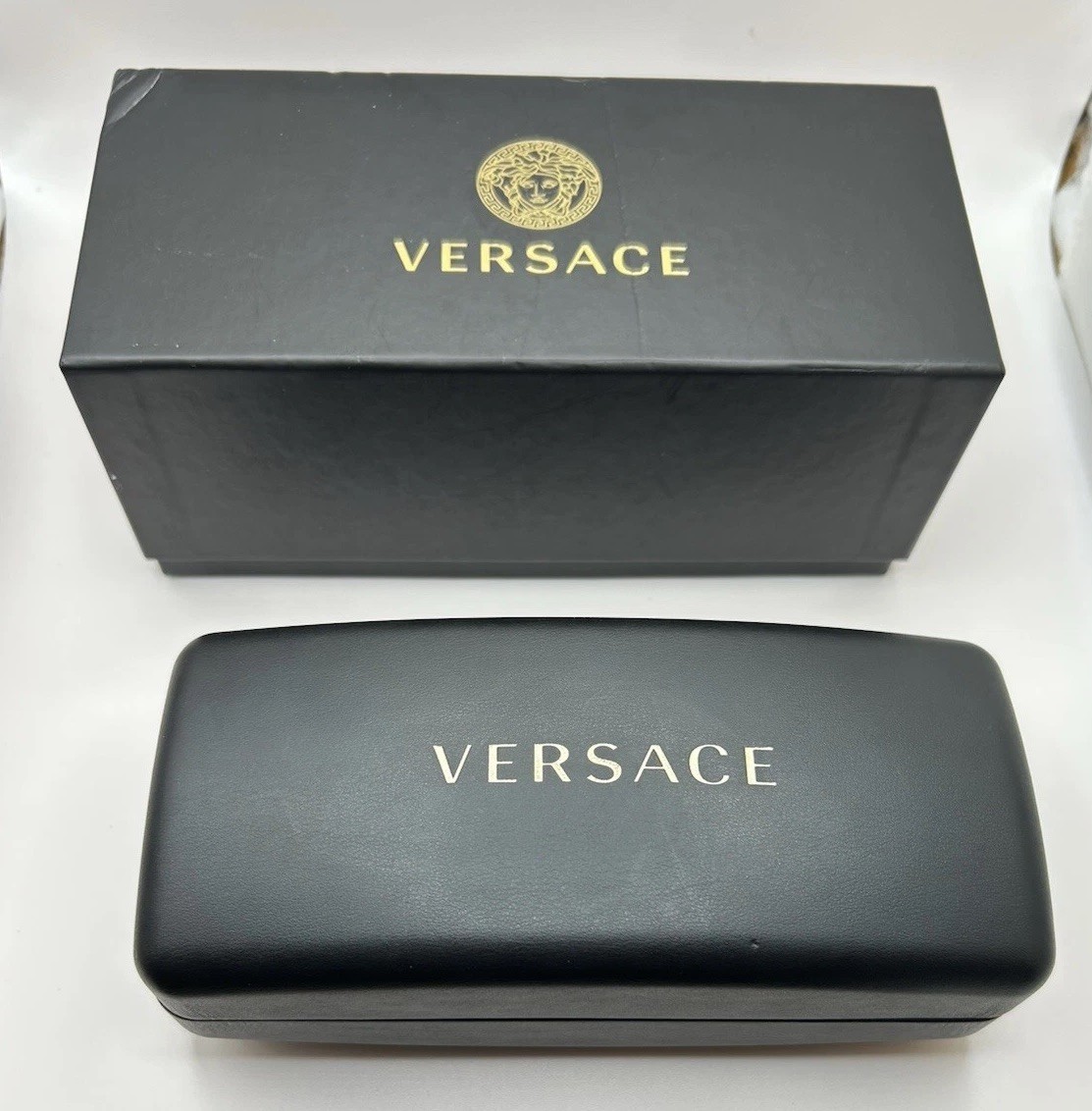 Versace Glass Case Logo Box, Lens Cloth + Booklet No Glasses Included New ❤️ Versace Eyeglass Sunglass Hard Black Case With Cleaning  main image 3