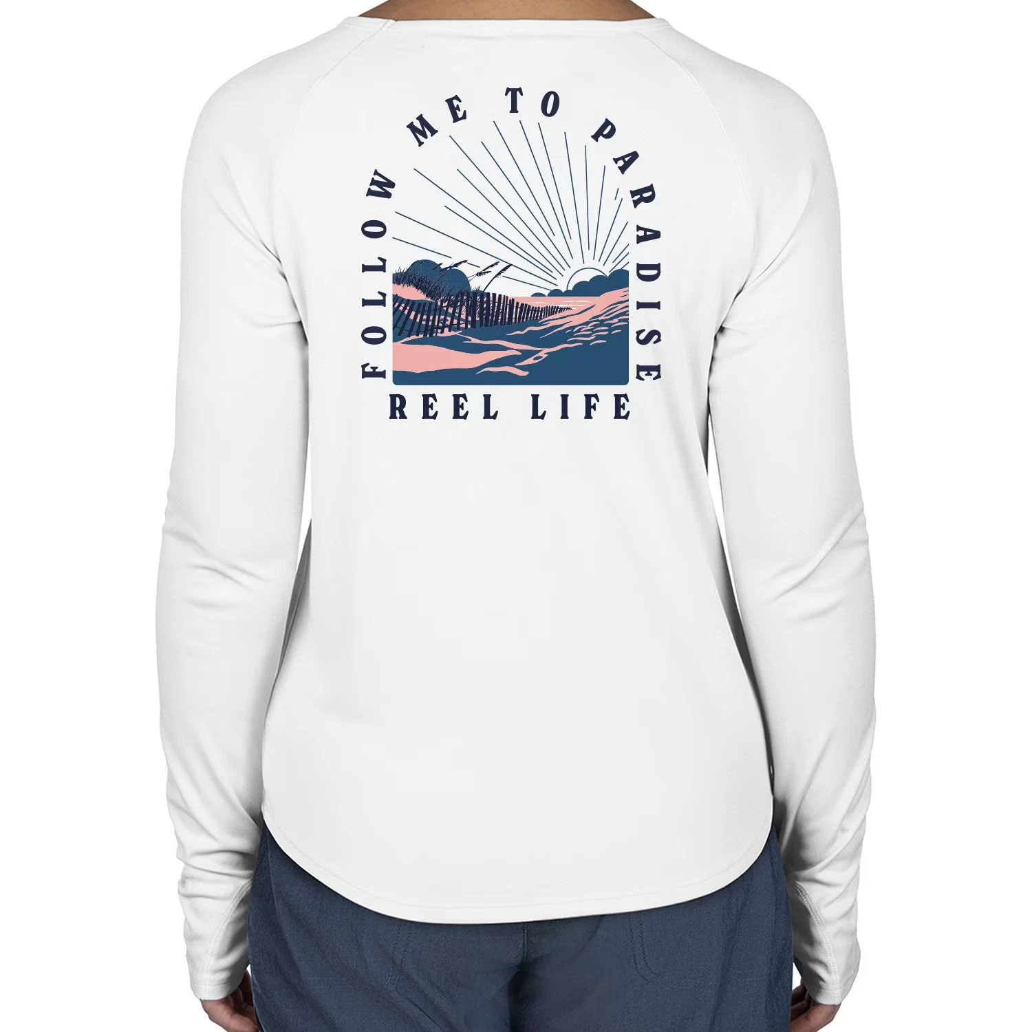 Reel Life Womens Long Sleeve UPF 50 Sun Protection T-Shirt White Size XL