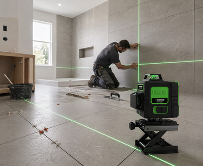 FEIDSIDE 16 Line Green Laser Level 360° Self Leveling 4x360 w/ Bracket Tripod Re