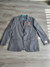 NWT Haggar 150 Men's Travel Performance Gray Suit Jacket. Sz 46 Long