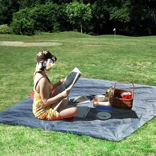 PE Floor & Sun Shade Sail & LED String Light Access f Screen Gazebo Bubble House