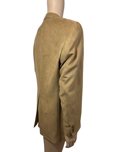 Jeffrey Banks Men’s Blazer Brown 42 R Vintage Polyester Suede Feel Sport Jacket - Picture 12 of 15