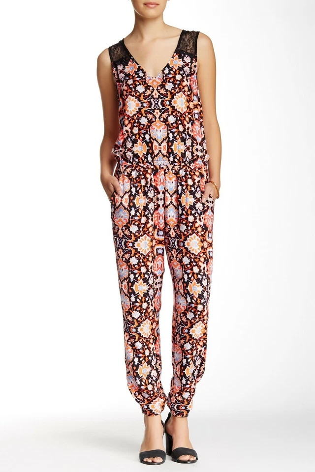 Ella Moss Tunisia Women's V-Neck Sleeveless Lace Inset Jumpsuit Size M - Image 2 of 4